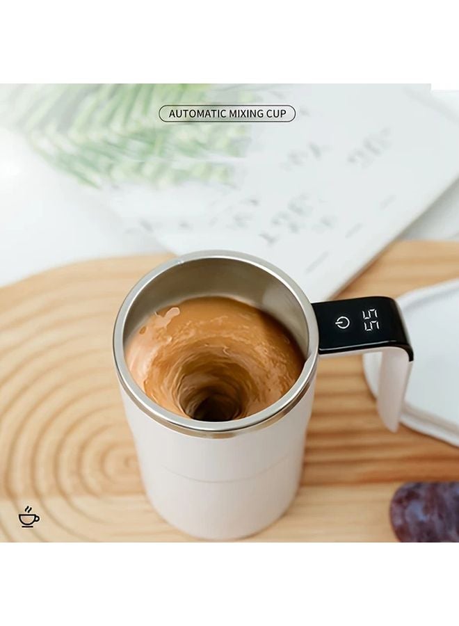 كوب خلط كهربائي قابل لإعادة الشحن عبر USB أبيض خلاط أوتوماتيكي بنقرة واحدة للقهوة والكاكاو والمخفوقات - Image 3